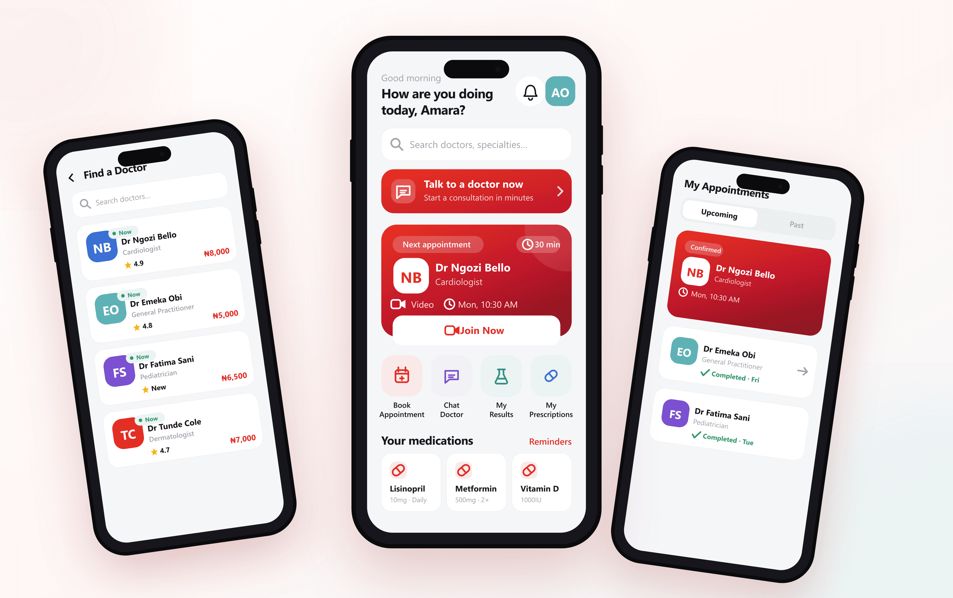 Clinigram Online app onboarding screens